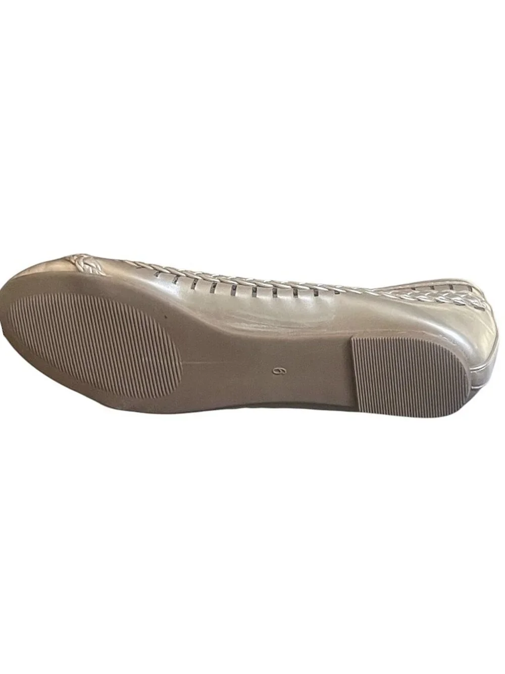 Chic Metallic Gold Neutral Braided Cutout Ballet Flats Size 9